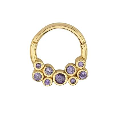 Mor Taşlı Baloncuk Altın Helix Piercing - 1