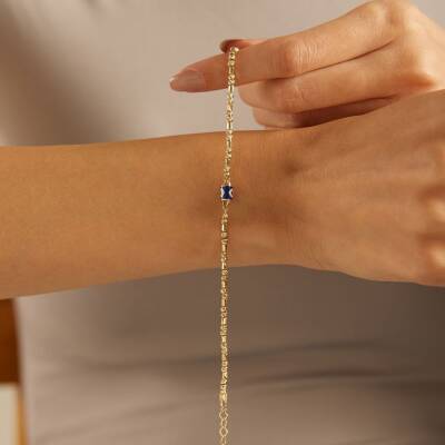 Nazar Boncuklu Dorikalı Altın Bileklik - 1