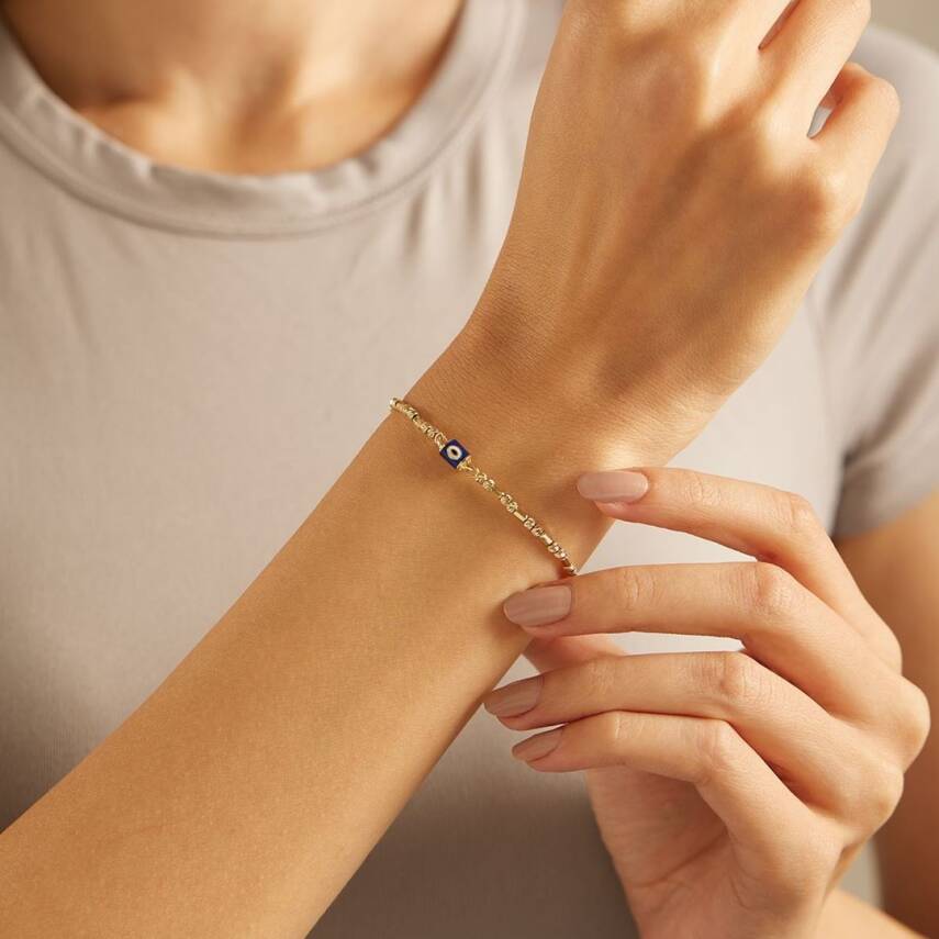 Nazar Boncuklu Dorikalı Altın Bileklik - Semih Haşhaş Kuyumculuk (1)