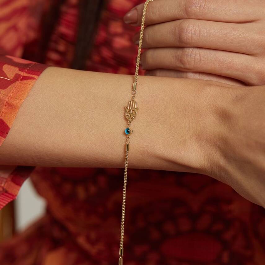 Nazar Boncuklu Fatma Ana Eli Altın Bileklik - Semih Haşhaş Kuyumculuk