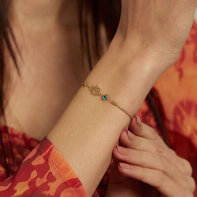 Nazar Boncuklu Fatma Ana Eli Altın Bileklik - 2