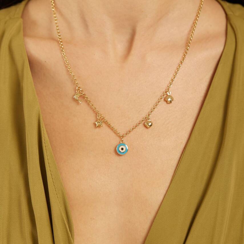 Nazar Boncuklu Figürlü Altın Kolye - Semih Haşhaş Kuyumculuk