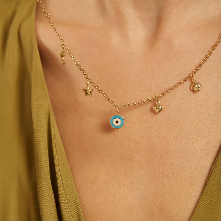 Nazar Boncuklu Figürlü Altın Kolye - Semih Haşhaş Kuyumculuk (1)