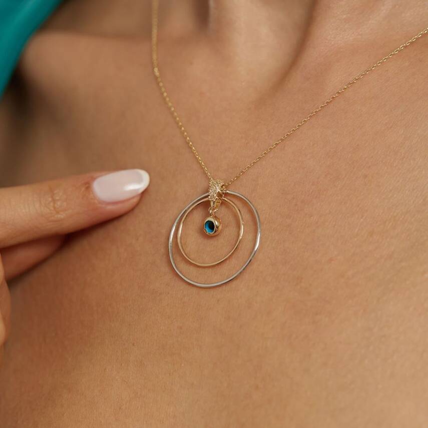 Nazar Boncuklu Hallka Altın Kolye - Semih Haşhaş Kuyumculuk