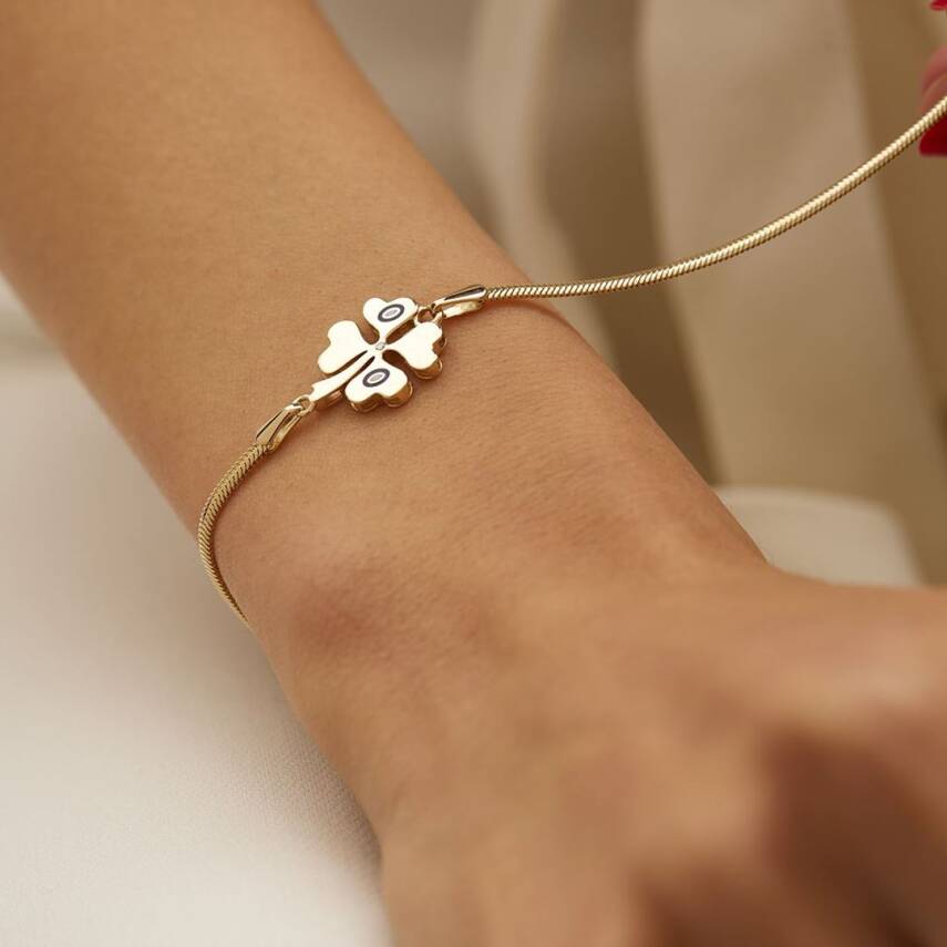 Nazar Boncuklu Yonca Balıksırtı Zincir Altın Bileklik - Semih Haşhaş Kuyumculuk (1)