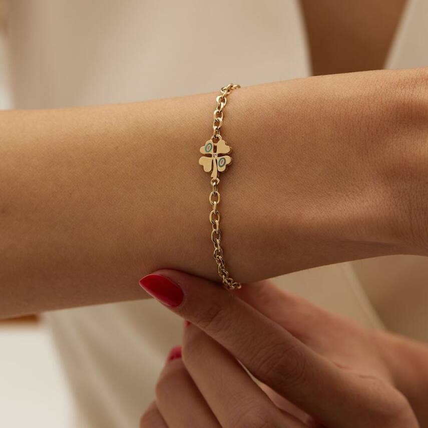 Nazar Boncuklu Yoncalı Altın Bileklik - Semih Haşhaş Kuyumculuk