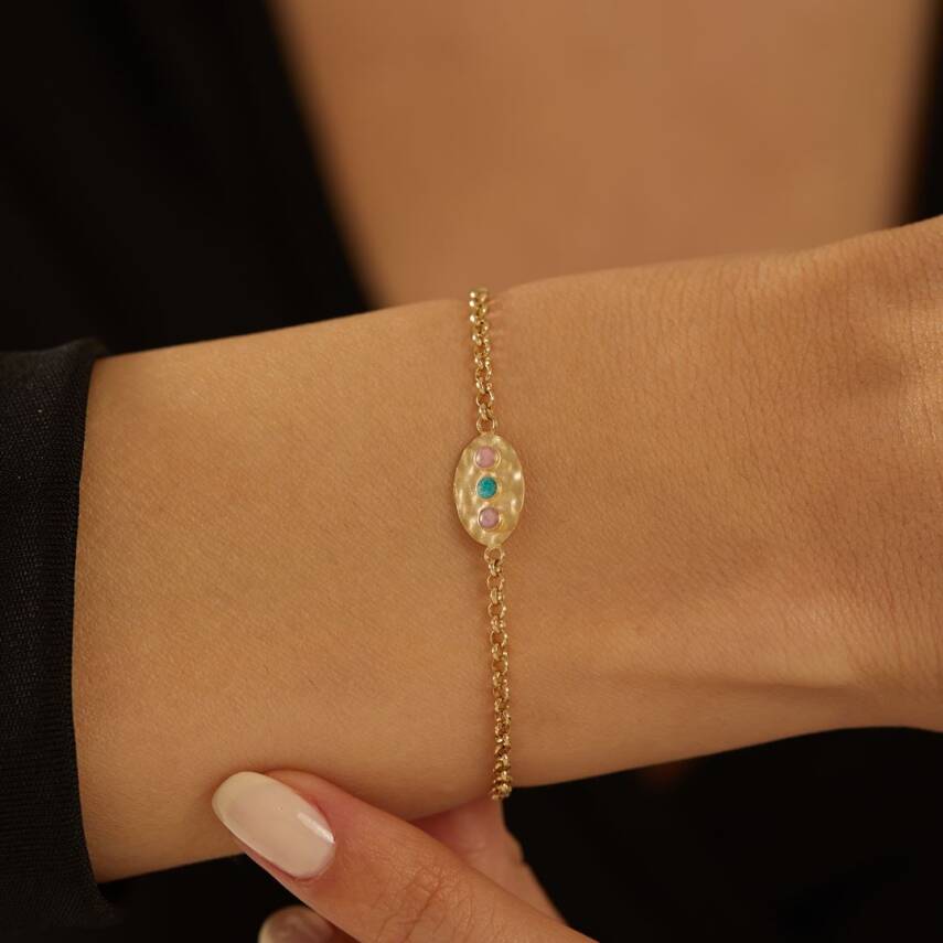 Opal Taşlı Altın Bileklik - 1