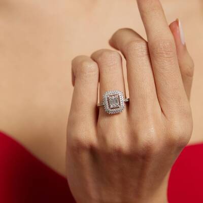 Örme Model Taşlı Baget Altın Yüzük - 1