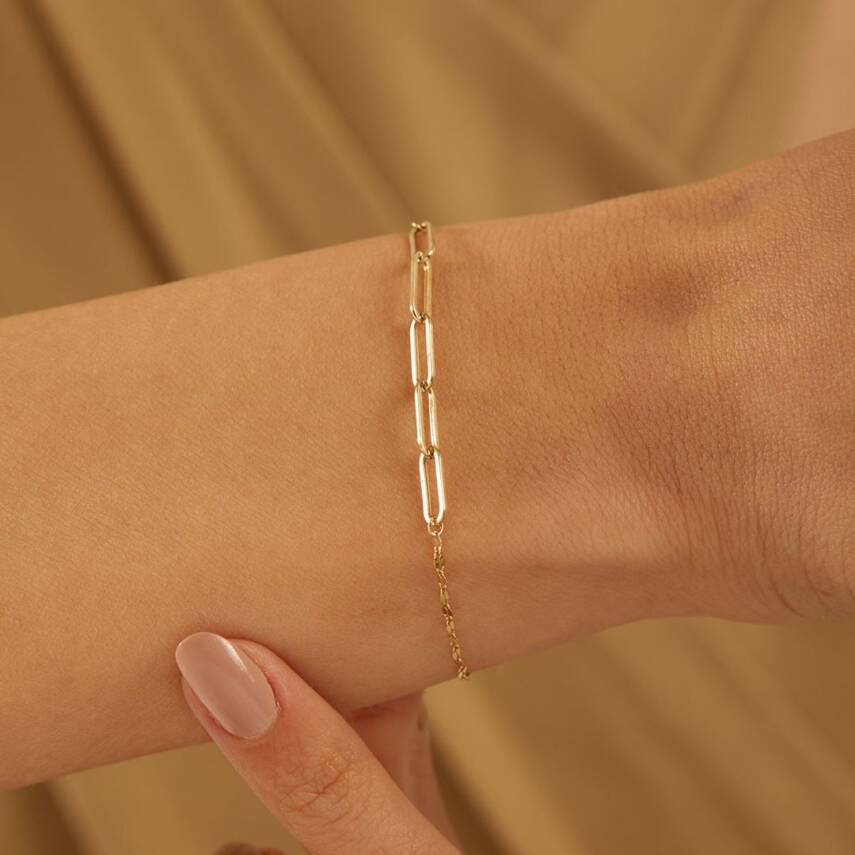 Ortası Ataş Zincirli Aynalı Zincir Altın Bileklik - Semih Haşhaş Kuyumculuk (1)