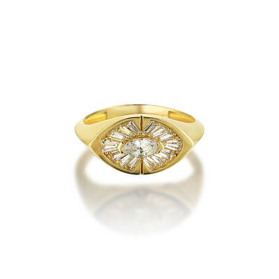 Ortası Taşlı Şövalye Altın Yüzük 