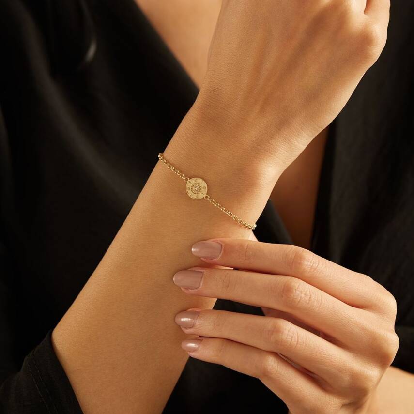 Ortası Taşlı Yuvarlak Plaka Altın Bileklik - Semih Haşhaş Kuyumculuk (1)