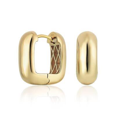 Oval Köşeli Altın Küpe - 1