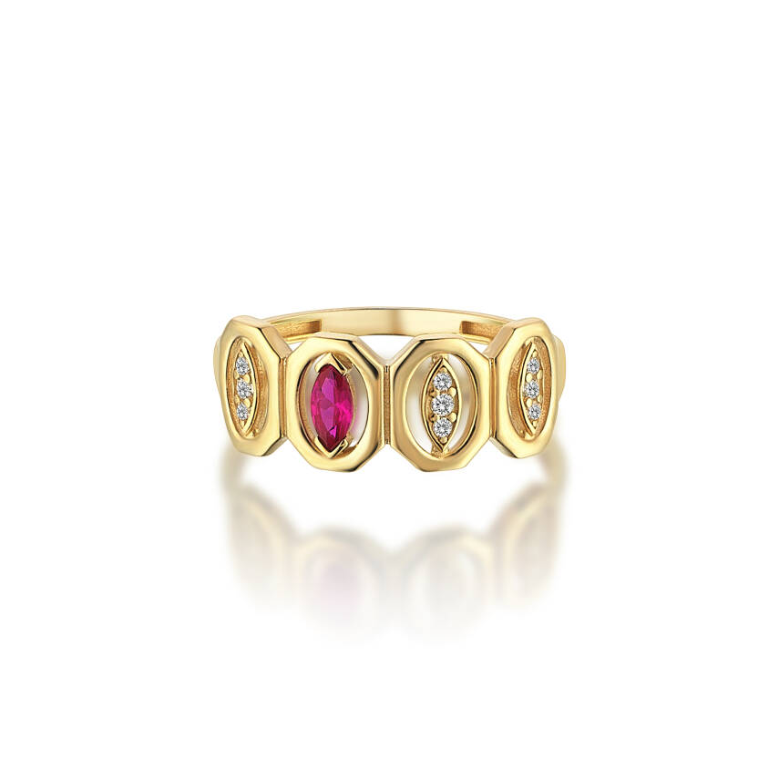 Oval Pembe Taşlı Altın Yüzük - Semih Haşhaş Kuyumculuk (1)