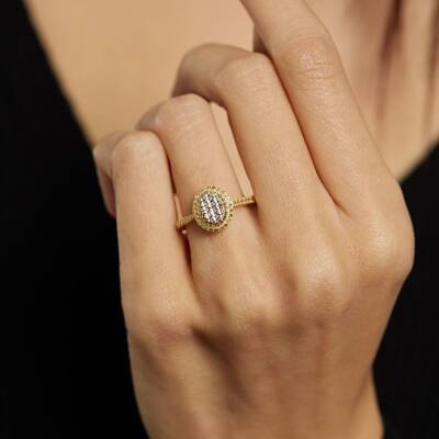 Oval Taşlı Altın Yüzük - 1