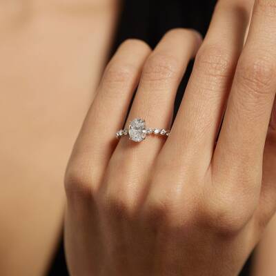 Oval Tektaş Altın Yüzük - 1