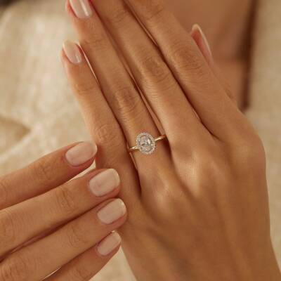 Oval Tektaş Altın Yüzük - 1