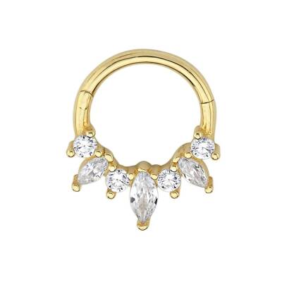 Oval Ve Yuvarlak Taşlı Tasarım Altın Helix - 1