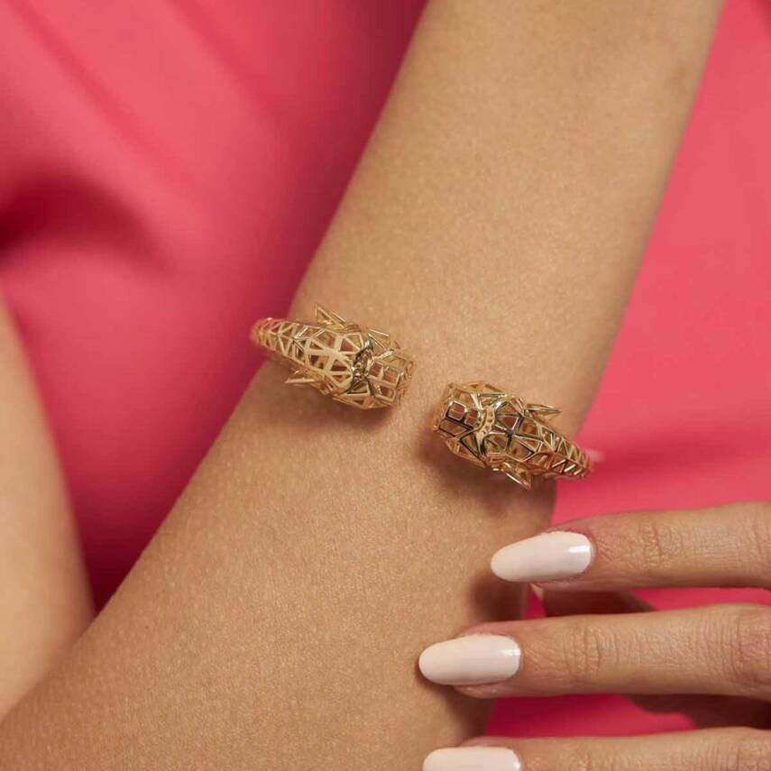 Özel Tasarım Kaplan Altın Kelepçe Bilezik - Semih Haşhaş Kuyumculuk