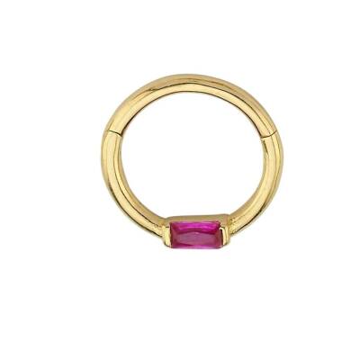 Pembe Taşlı Altın Helix Piercing - 1