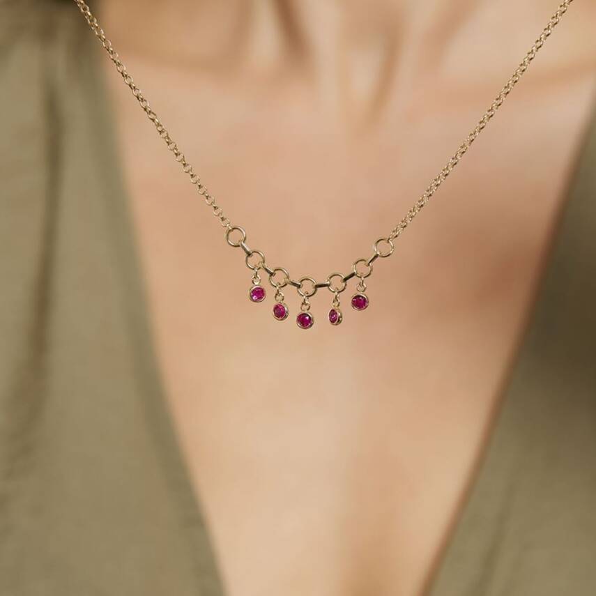 Pembe Taşlı Altın Kolye - Semih Haşhaş Kuyumculuk (1)