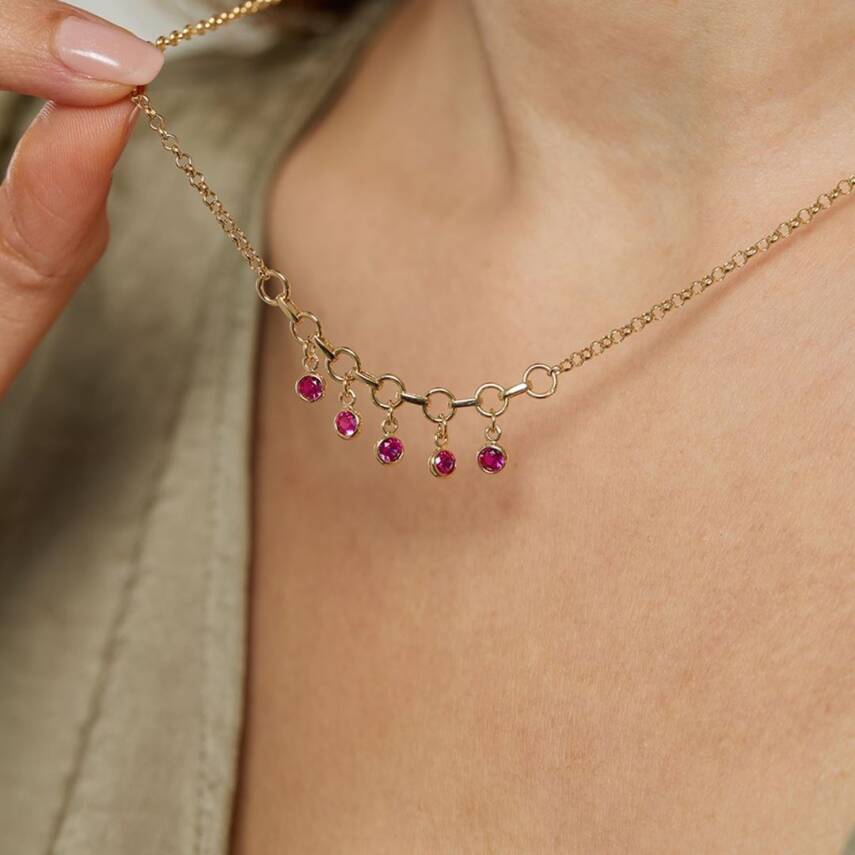 Pembe Taşlı Altın Kolye - Semih Haşhaş Kuyumculuk