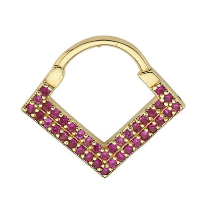 Pembe Taşlı Üçgen Altın Helix Piercing - 1