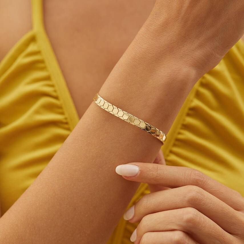 Petek Tasarımlı Minimal Altın Bileklik - Semih Haşhaş Kuyumculuk