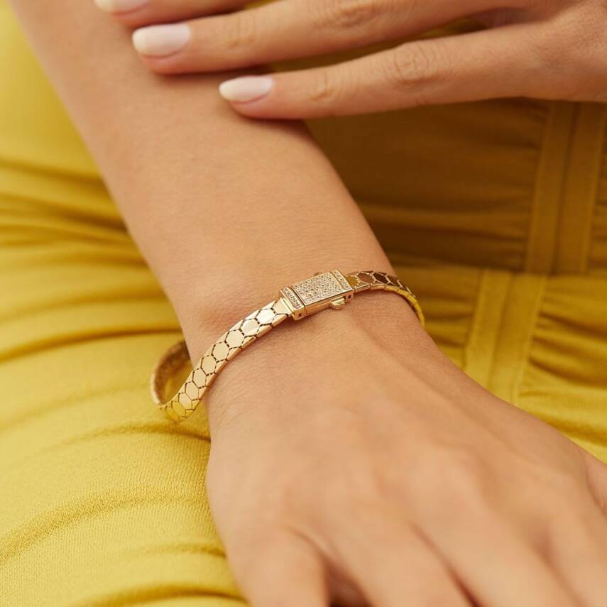 Petek Tasarımlı Minimal Altın Bileklik - Semih Haşhaş Kuyumculuk (1)
