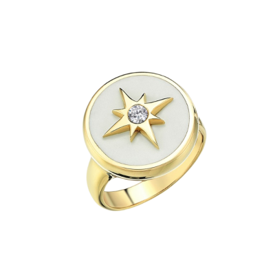 Polaris Beyaz Mineli Altın Cetaş Yüzük - Cetaş 
