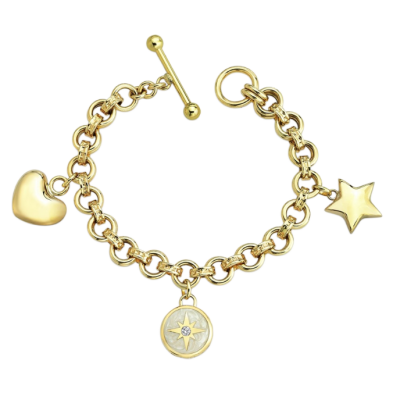 Polaris Beyaz Mineli Sallantılı Altın Cetaş Bileklik - 1