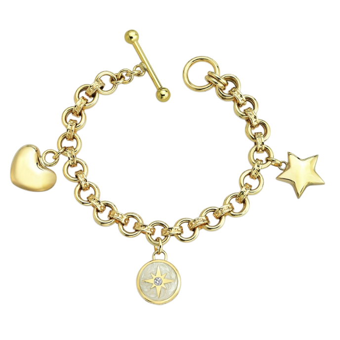 Polaris Beyaz Mineli Sallantılı Altın Cetaş Bileklik - Cetaş 