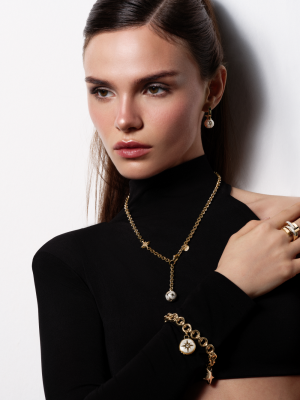 Polaris Beyaz Mineli Sallantılı Altın Cetaş Bileklik - 2