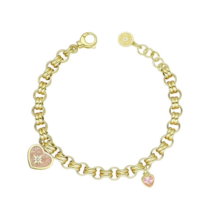 Polaris Pembe Mineli Kalpli Altın Cetaş Altın Bileklik - Cetaş 