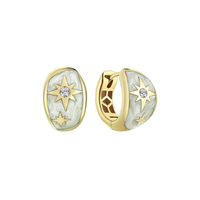 Polaris Sedef Mineli Altın Cetaş Küpe - Cetaş 