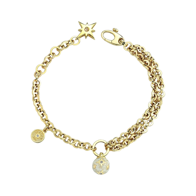 Polaris Sedef Mineli Küre Altın Cetaş Bileklik - Cetaş 