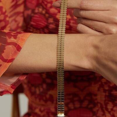 Pul Dizili Altın Zincir Bileklik - 1