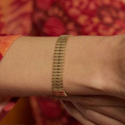 Pul Dizili Altın Zincir Bileklik - 2