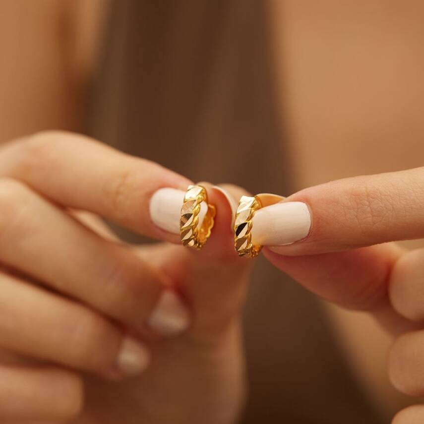 Pul Pul Detaylı Altın Halka Küpe - Semih Haşhaş Kuyumculuk (1)