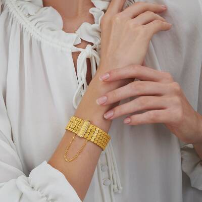Pullu Model 5 Sıra Altın Bileklik - 2
