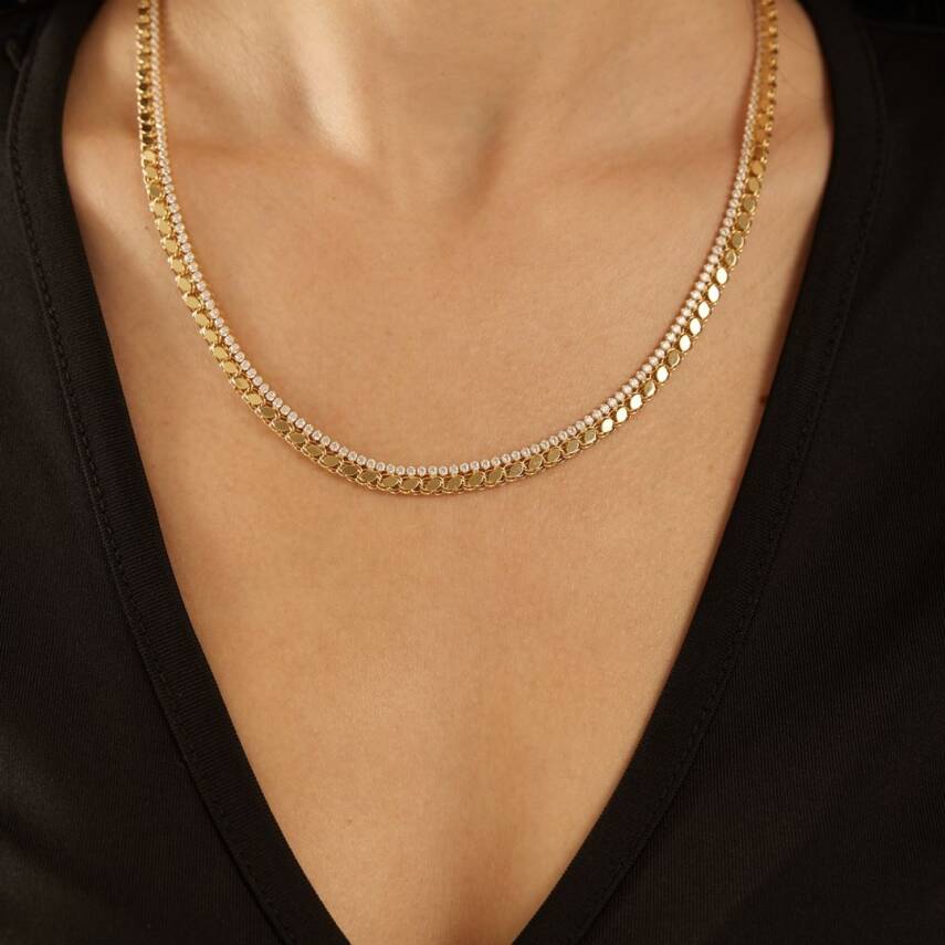 Pullu Zincir Altın Kolye - 2