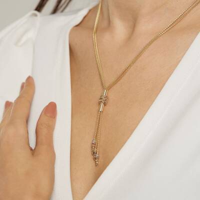 Püsküllü Dorika Toplu Altın Kolye - 1