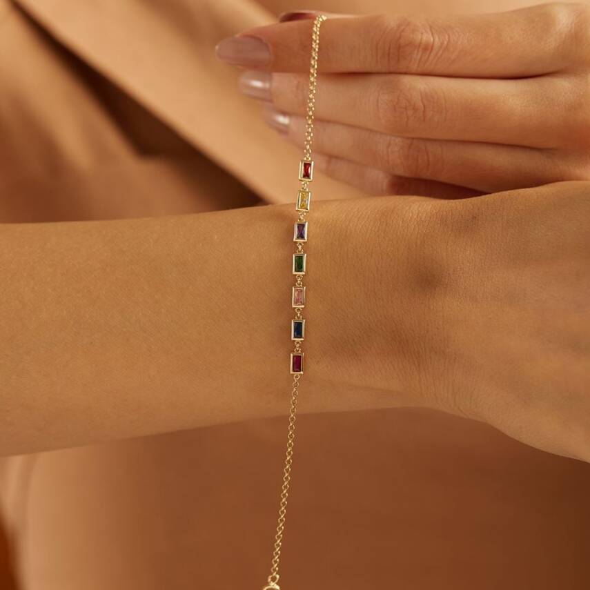Renkli Taş Dizili Altın Bileklik - Semih Haşhaş Kuyumculuk