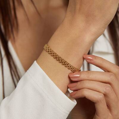 Saat Kordunu Tasarımlı 22 Ayar Altın Bileklik - 2