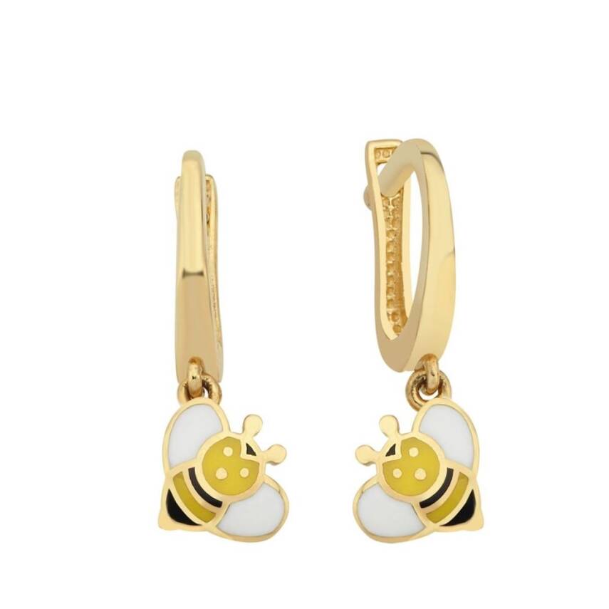 Sallantılı Arı Altın Çocuk Küpesi - 1