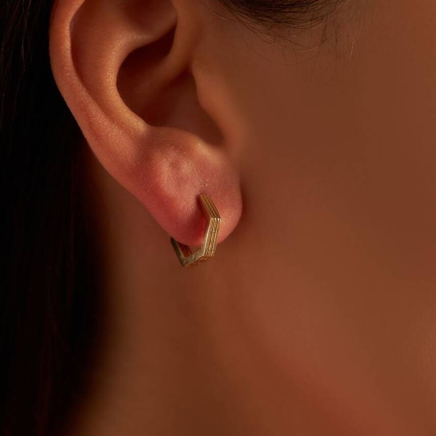 Şerit Beşgen Altın Küpe - Semih Haşhaş Kuyumculuk