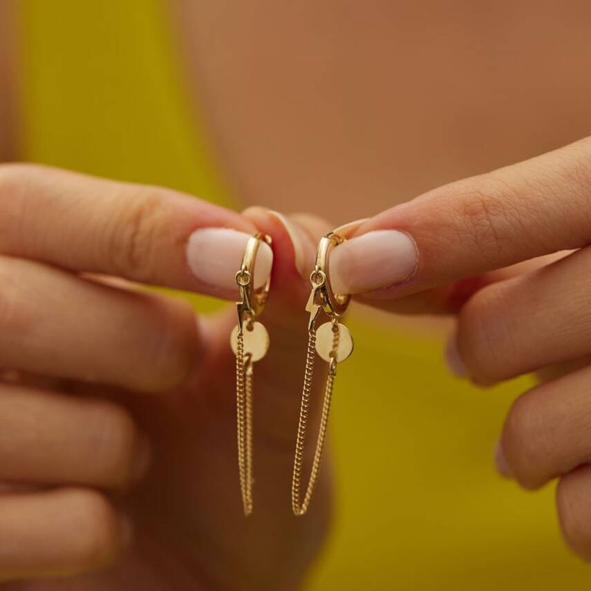 Şimşek Figürlü Sallantılı Altın Küpe - Semih Haşhaş Kuyumculuk