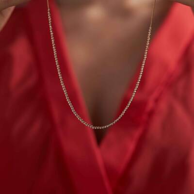 Sıralı Dorika Toplu Altın Kolye - 2