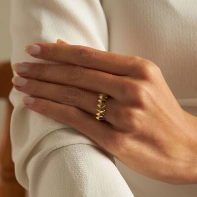 Sıralı Piramit Altın Yüzük - 1