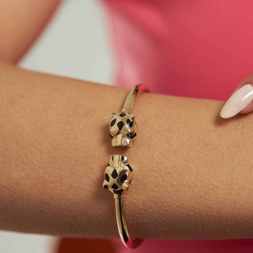 Siyah Mineli Kaplan Altın Kelepçe Bilezik - 1