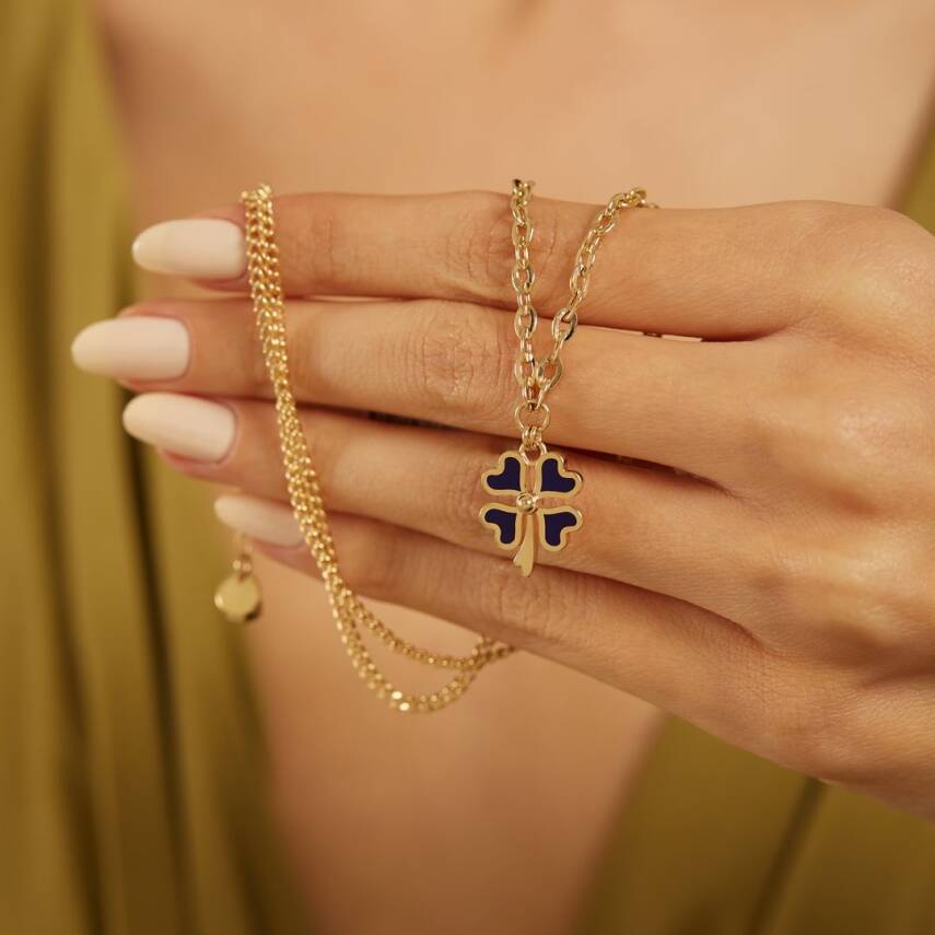 Siyah Mineli Yonca Altın Kolye - Semih Haşhaş Kuyumculuk (1)